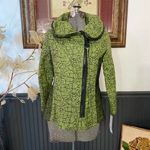 NWT IC Collection Connie K Green Wire Stand Collar Art To Wear Jacket Sz S 🧡🎀
